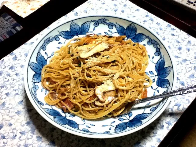 松茸とベーコンのパスタ|Akihiro Sasayamaさん