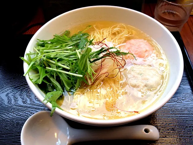 あら炊き塩ラーメン 水菜トッピング|charさん