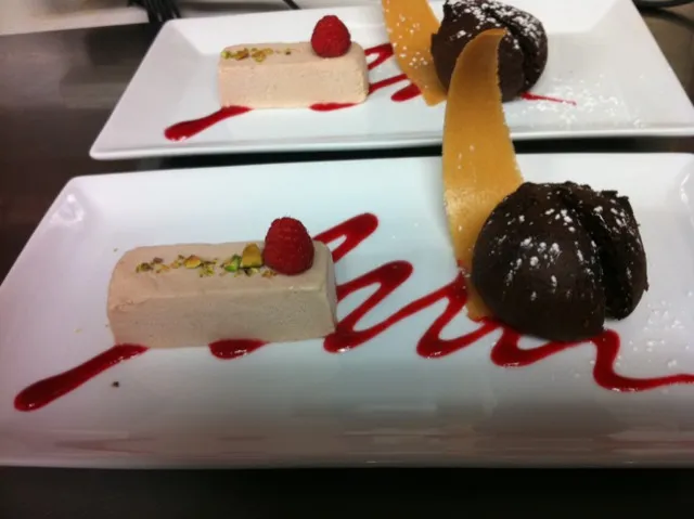 frozen rasberry parfait with choco beignet|Chris Shannonさん