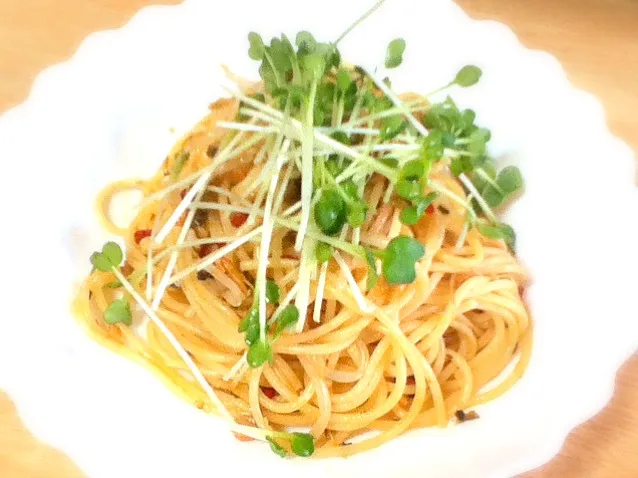 Snapdishの料理写真:かいわれ&もやし 高菜Pasta|Akyamさん