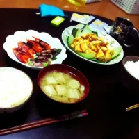 麻婆豆腐とにんじんアスパラベーコン巻き|mariさん