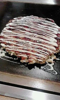 Snapdishの料理写真:お好み焼き 牛スジとこんにゃく入り|Yoriさん