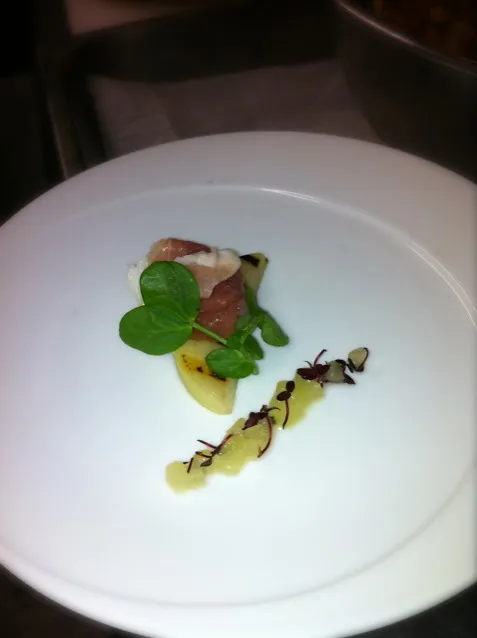 grilled pear with parma amuse bouche|Chris Shannonさん