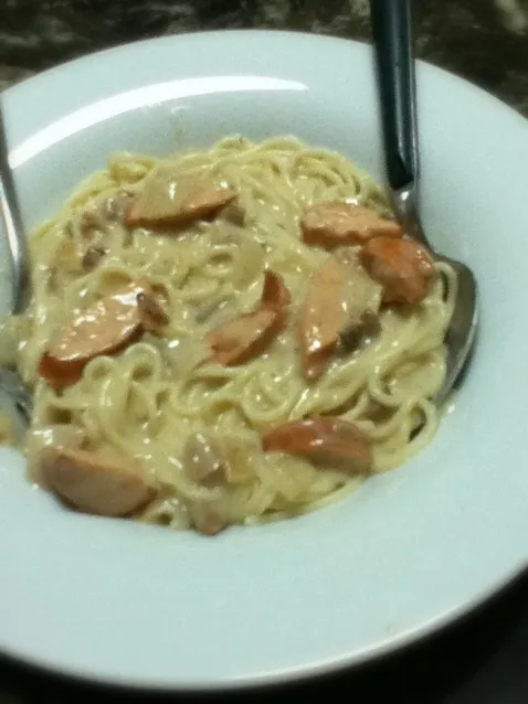 Carbonara with pork sausage|Ian Long Shi Yiさん