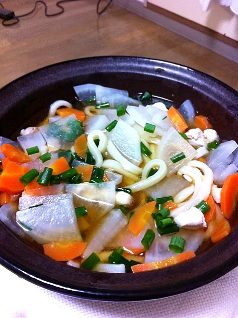 野菜と鶏肉のうどん|こまさん