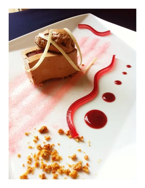 Snapdishの料理写真:Frozen chocolate nougat with cherry coulis|Nookkkie <3<3さん