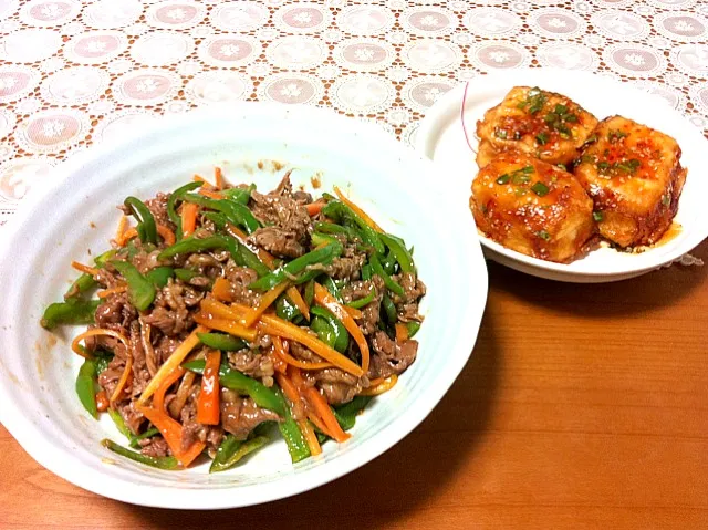 チンジャオロースと南蛮餡かけ豆腐|SHさん