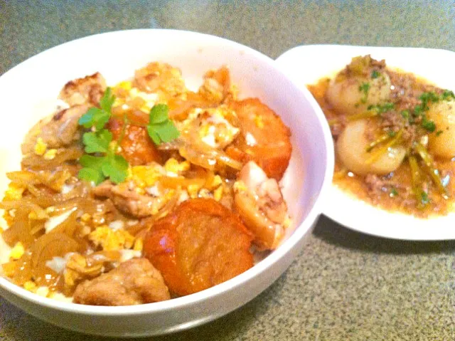 油麩入り親子丼とカブのホットサラダ|みゆさん