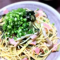 高菜とキノコのパスタ ワサビソース|このちゃんさん