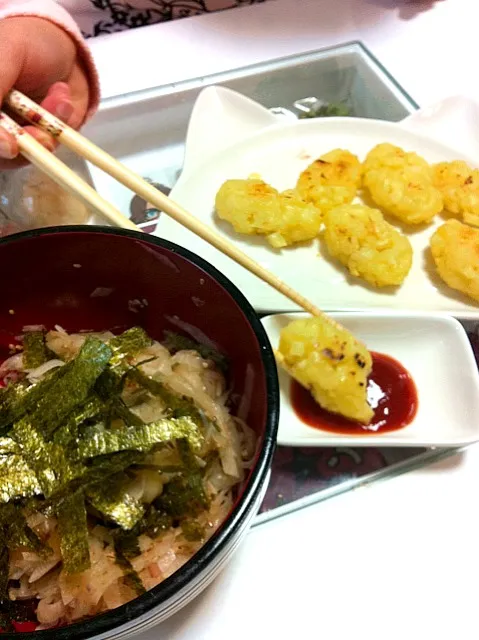 妹ご飯＊大根サラダ&ミニハッシュドポテト|あみん´ω`)ﾉさん