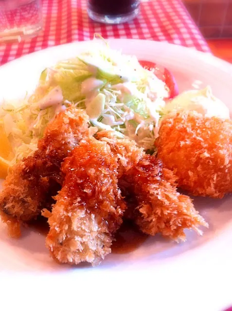 カキフライとカニクリームコロッケランチ|きよたさん