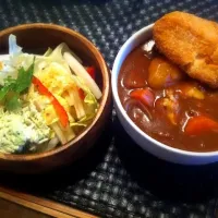 Snapdishの料理写真:サラダ＆カレーライス|some_coさん