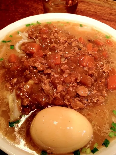 Snapdishの料理写真:肉あんタンメン（麺半分、野菜多め）+味玉 #ランチ #麺|Takashi H.さん