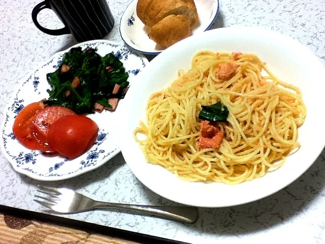 明太子スパとほうれん草ソテー|isaoさん