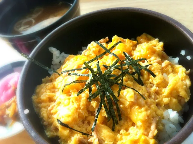 本日のランチ。鶏そぼろの親子丼(社食350円)。|JTKさん