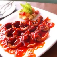 Snapdishの料理写真:shrimp & bacon with BBQ sauce|Smileyさん