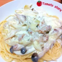 白菜としめじのクリームパスタ|まいこさん