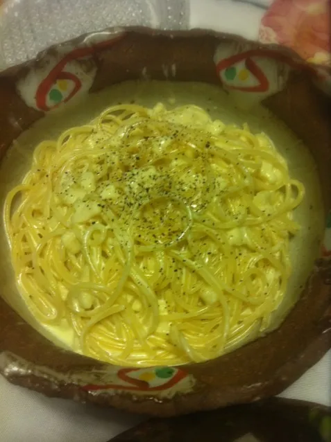 Spaghetti con salsa di crema e pecorino /ペコリーノチーズのクリームスパゲティ|s_bosatsuさん