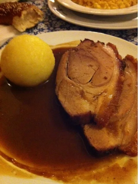 Snapdishの料理写真:Roast Pork with Crackling Skin & Potato Dumpling|Chris Shannonさん