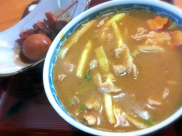 本日のランチ。カレーうどんと味噌おでん。|JTKさん