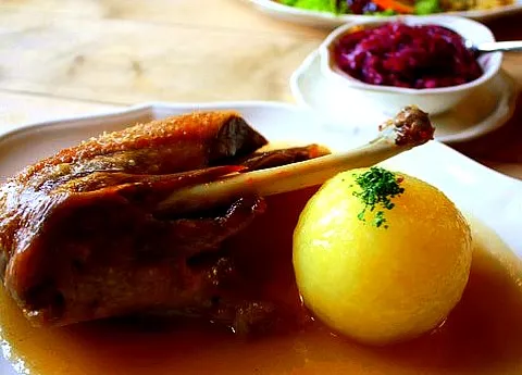 Snapdishの料理写真:roast goose and potato dumplings|lauren shannonさん