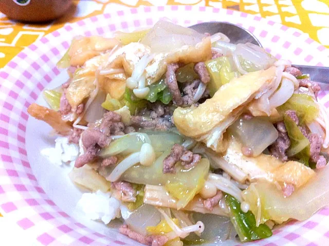 白菜とひき肉あんかけ丼|鈴きんぐさん