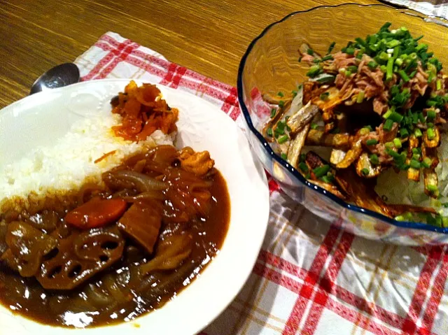 チキン根菜カレー    ごぼうサラダ|高田恵子さん