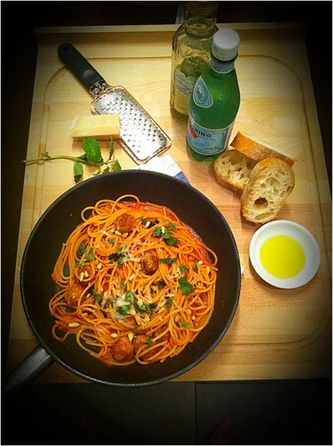 spaghetti with Sicillian meatball|rick chanさん