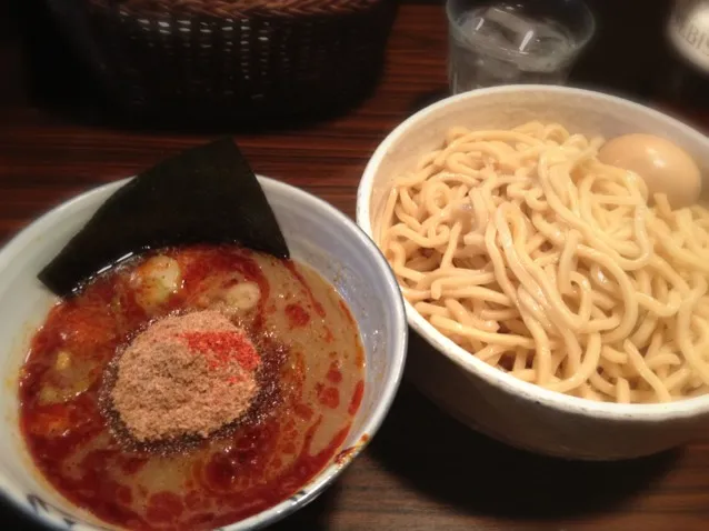 Snapdishの料理写真:井の庄 辛々味玉つけ麺(辛さ控え目)|phinさん