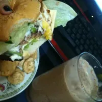 double cheeseburger and choco shake|kristina pamplonaさん