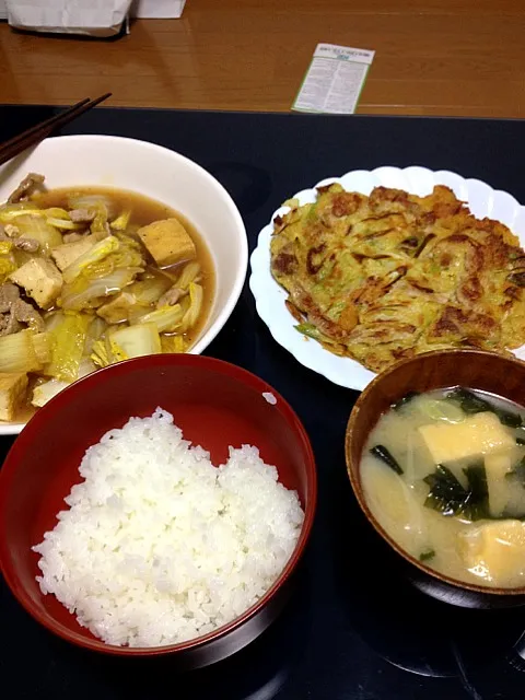 豚肉と白菜のうま煮、じゃがいもチヂミ、味噌汁 #アプメシ|taro nishidomeさん