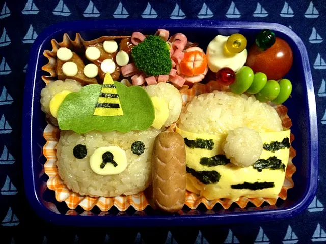 Snapdishの料理写真:本日の息子のお弁当、ちょっと早い節分リラックマ♪|satomiさん