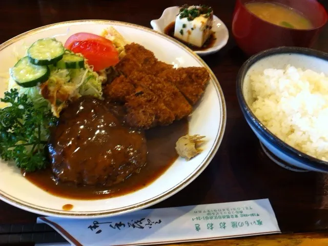 ハンバーグとヒレカツ定食|たなき じゅんやさん