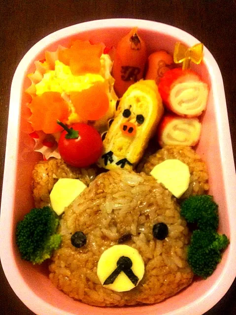 Snapdishの料理写真:保育園の月イチ弁当☆ 微妙やけど、一応、リラックマ。音花は喜んでくれたので、良かった♪|roku36さん