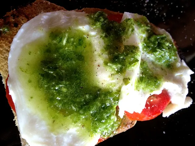 Tomate e mussarela de bufala e pesto de salsinha com casca de limão siciliano|figueiredoさん