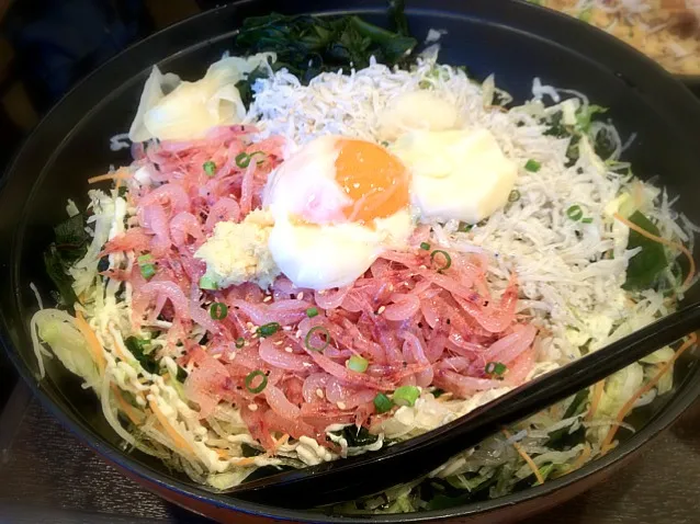 釜揚げしらす生桜エビ丼|charさん