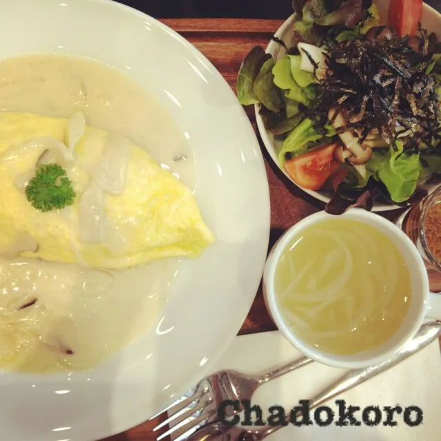 Omelette Rice Set with White Sauce|wangmingmingさん