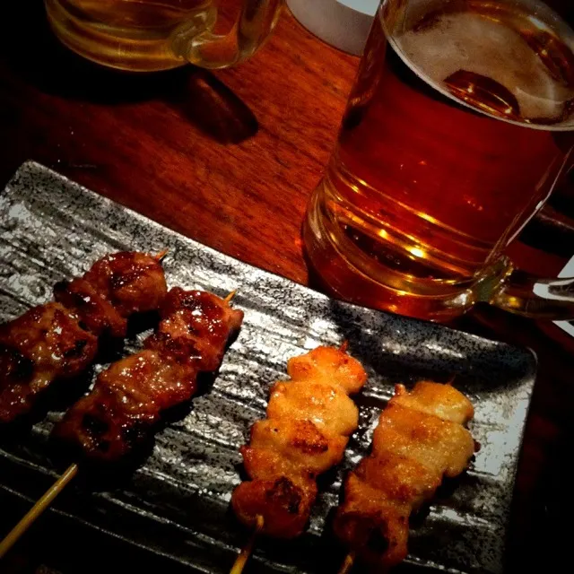 2012.1.30 乾杯の生ビールと、サービスの串焼き(o^^o)|ramuta mitohiさん