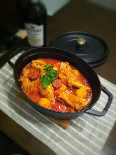 spanish chicken stew with pepper,chorizo|rick chanさん