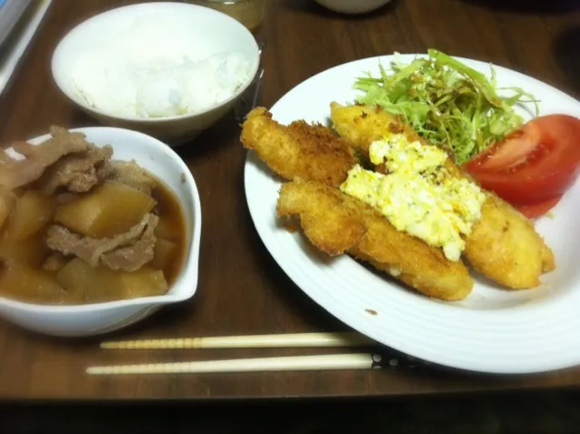 ササミチーズフライ 大根と豚肉の煮物|お山さんさん