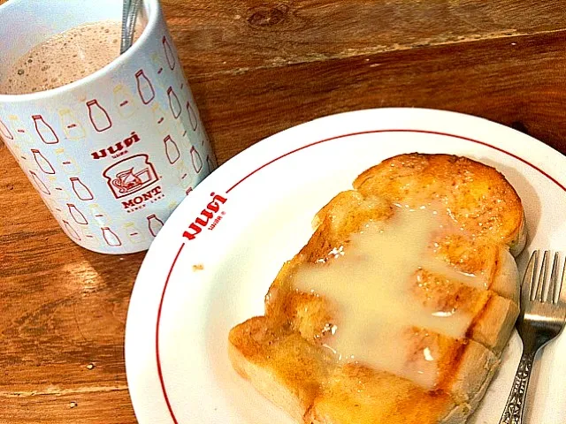 Snapdishの料理写真:toast with condensed milk & ovaltine|sasi-sOmさん