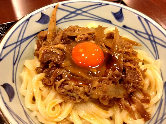 Snapdishの料理写真:肉釜玉うどん|shuheiさん