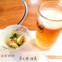 Snapdishの料理写真:ビールとお通し|鈴木啓藏さん