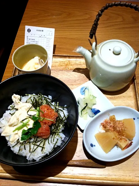 生湯葉と炙り明太子のお茶漬け|まどろみさん