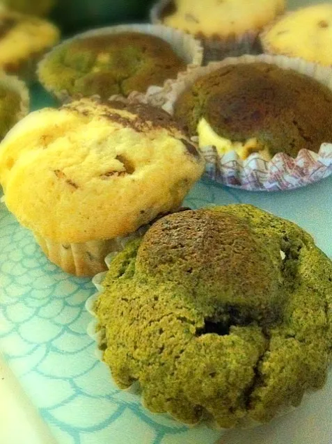 Chocolate&banana muffins/Greentea&cream cheeze muffins|みさとさん