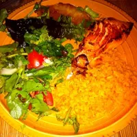 salmon a la piña y ensalada con mi Edno adorado!|Emmanuelさん