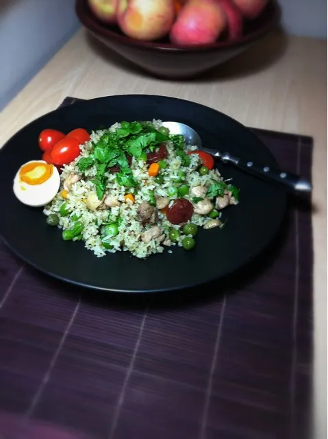 fry rice with chicken and green curry|rick chanさん