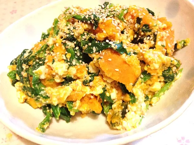 カボチャとほうれん草の白和え|mari miyabeさん