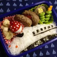 本日の鉄男のお弁当、N700系新幹線。|satomiさん