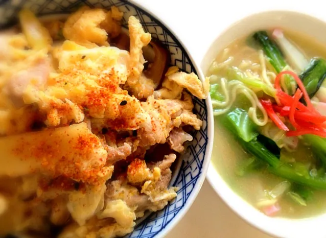 親子丼 半豚骨ラーメン|ishibashiさん